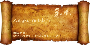 Zatyko Artúr névjegykártya